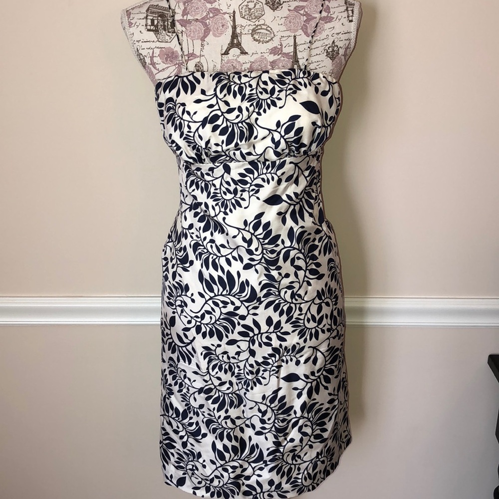 Vineyard Vines Silk Cocktail Dress 0 white blue